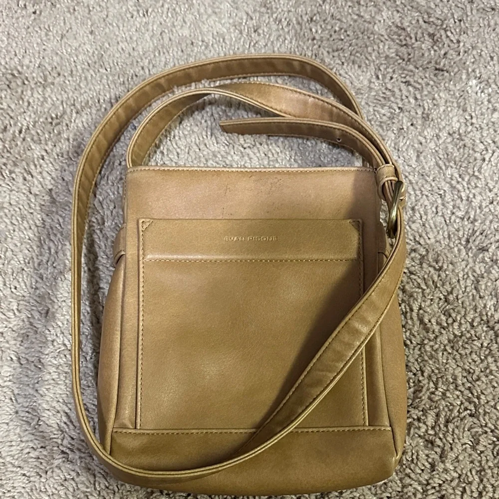Evan Picone Caramel Tan Messenger Crossbody